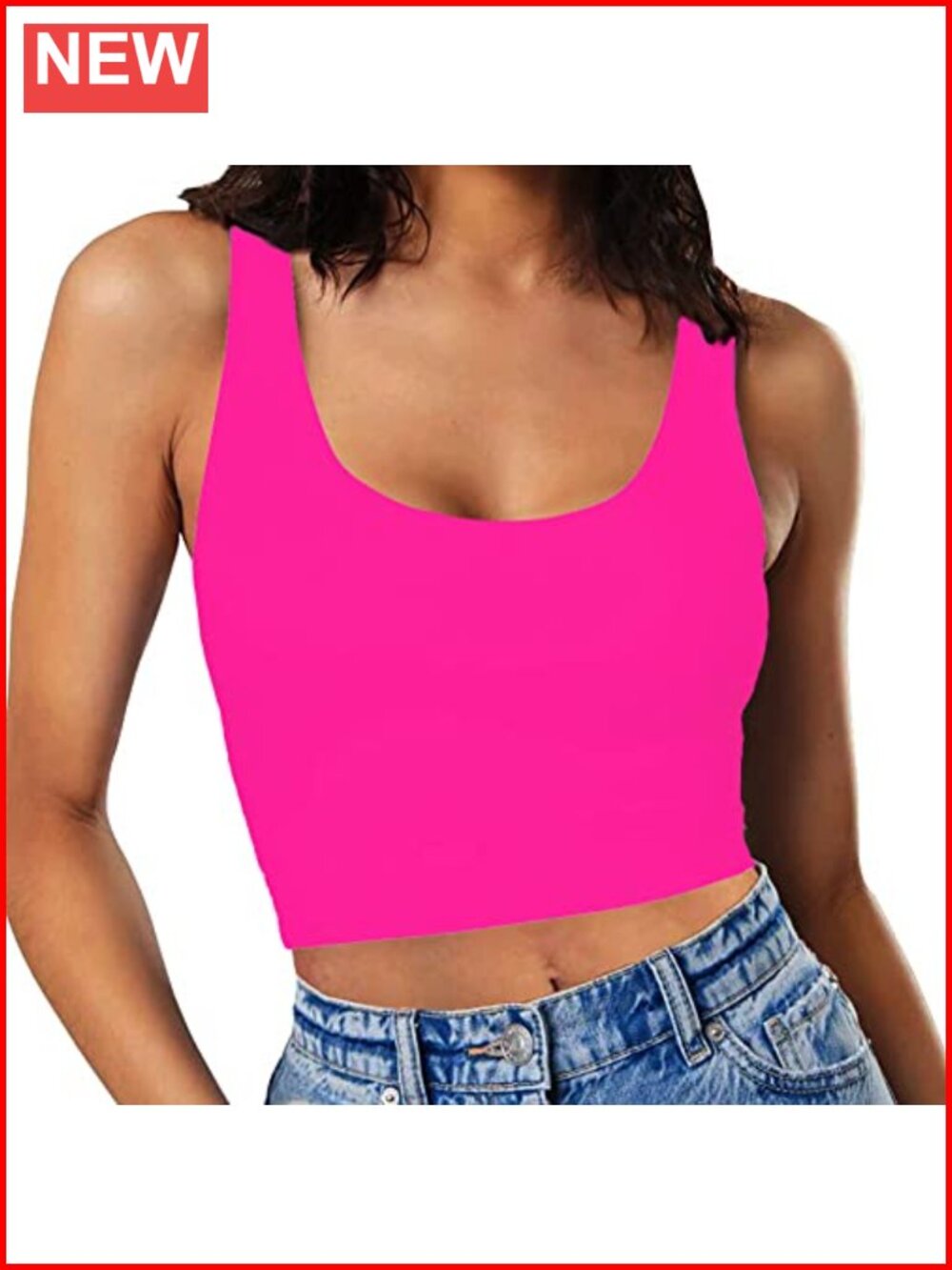 Double Layer Scoop Neck Crop Tank Top Sleeveless Summer